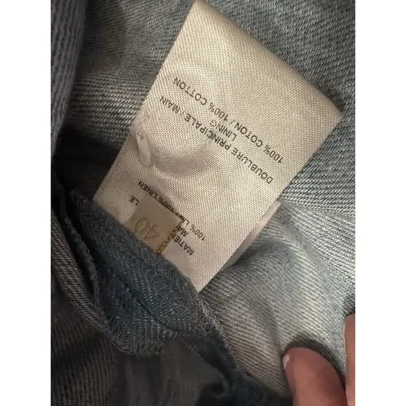 VANESSA BRUNO Nixia Linen Shorts High Waisted Blue Sz 40 US Sz 8 NWT $345
